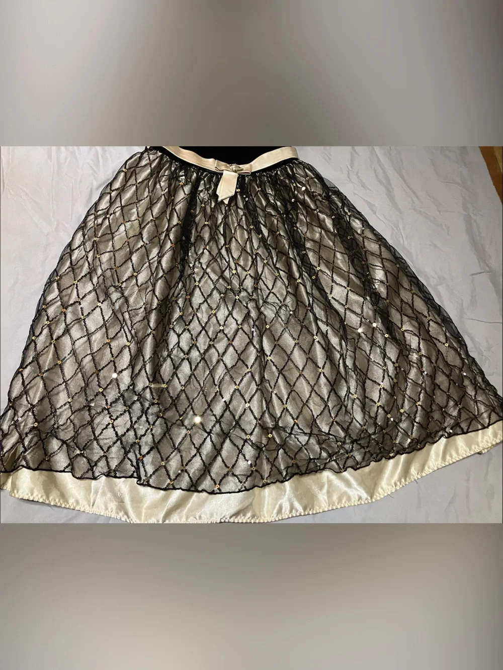 Cinderella Black and Cream Girls' Formal Dress with Satin Bow